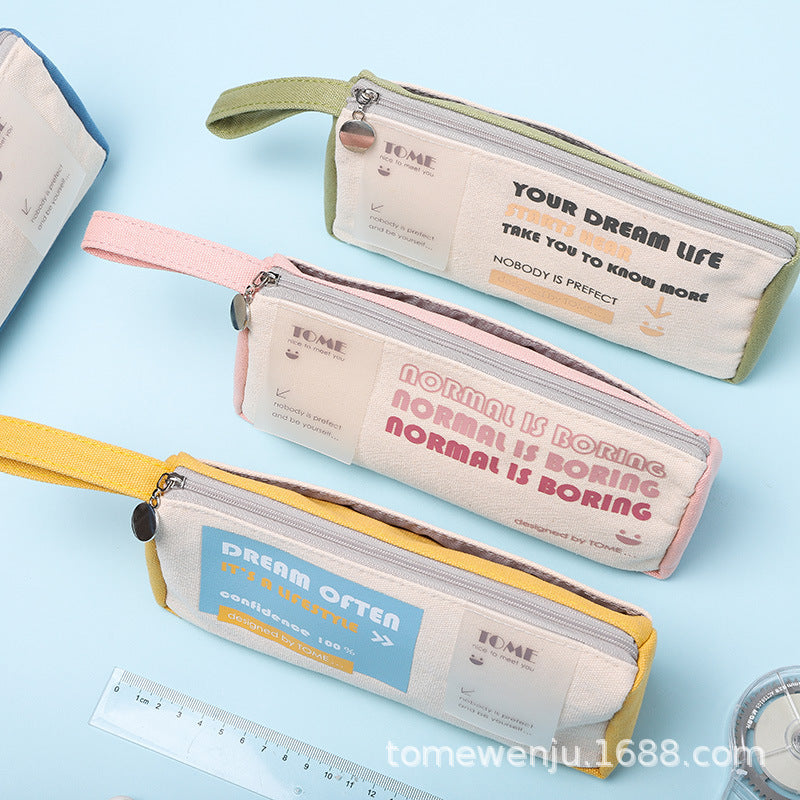 Wholesale Handheld Large Capacity Canvas Pen Bag